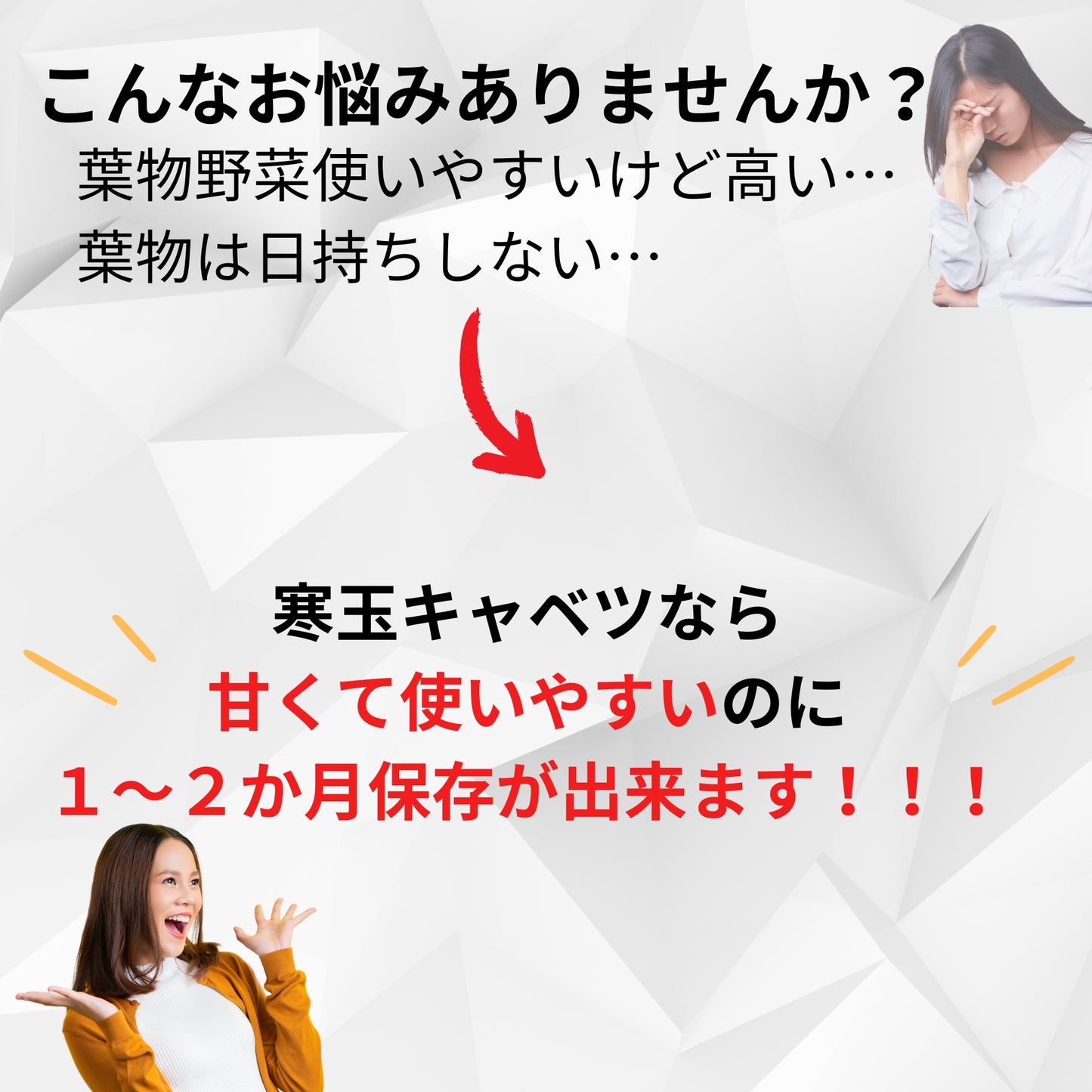 【長期保存可市販のキャベツの3倍】冬眠キャベツ4玉セット